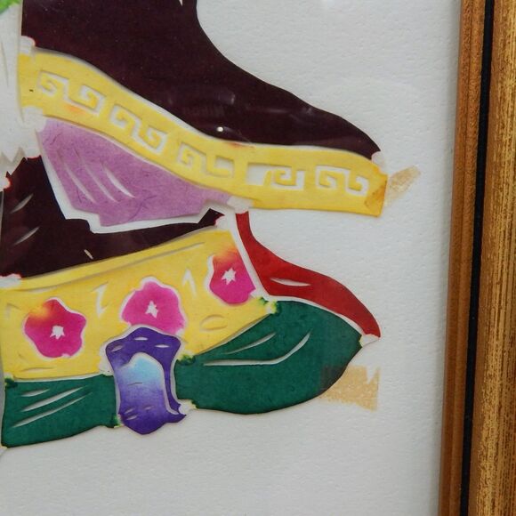 Painted Cut Paper Chinese God Of Long Life Silhouette Framed 10x12 Taoism - Picture 2 of 5